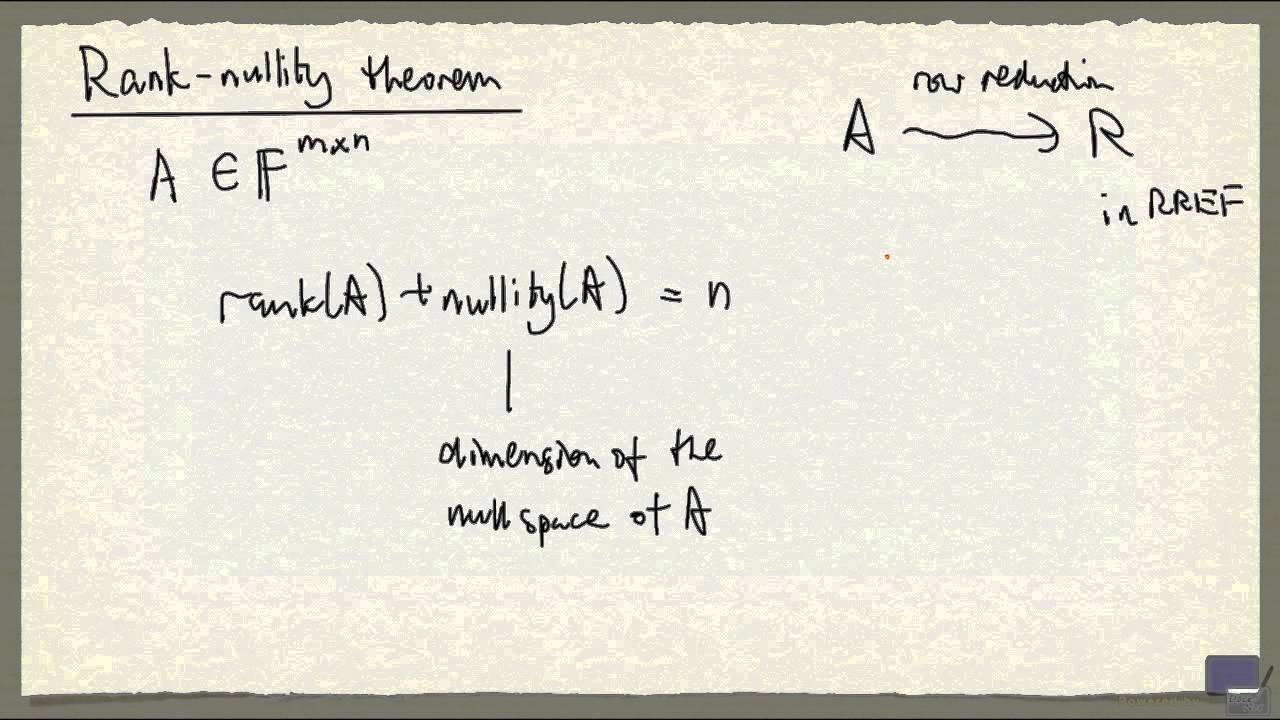 Week 9 - Rank-nullity Theorem - YouTube