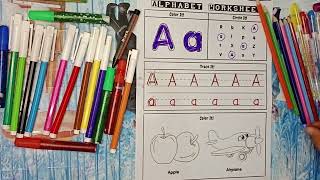 writing practice alphabets, a writing and colors, writing and tracing alphabets learning for kids