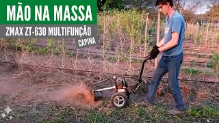 Moto Roçadeira Zmax ZT-630 Multifunção na plantação de Flor Fada Azul