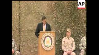 Secretary of Defense Leona Panetta leads a ceremony in Baghdad marking the formal end of America's d