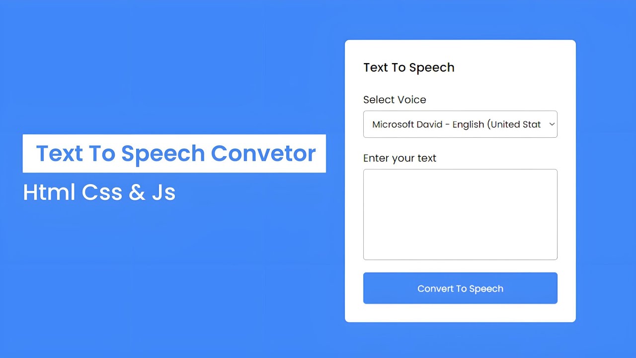 How To A Make Text To Speech Converter With Html Css And Javascript ...