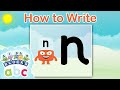 @officialalphablocks - Learn How to Write the Letter N | Bouncy Line | How to Write App