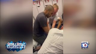 Man has to be restrained by passengers during meltdown on flight to Miami