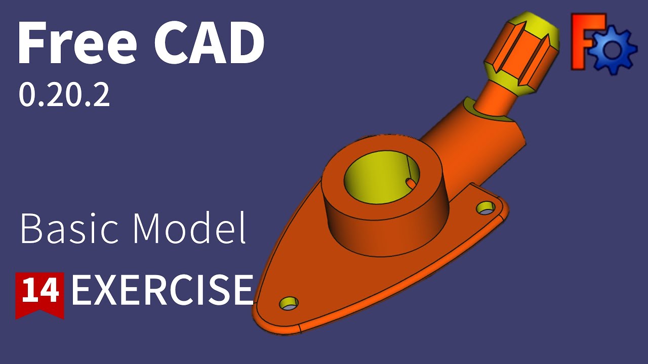 Freecad Tutorial For Beginners Basic Model Exercise 14 Youtube