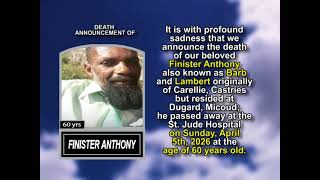 Finister Anthony ~ Short Obituary