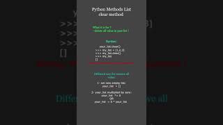 How clear list ( clear Method - List Methods Python )
