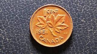 1951 1 CENT COIN - CANADA : 80,000,000 PRODUCED !!!