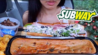 ASMR EATING SUBWAY CAR MUKBANG HAM SANDWICH 먹방 ALMOST NO TALKING REAL TWILIGHT SHOW