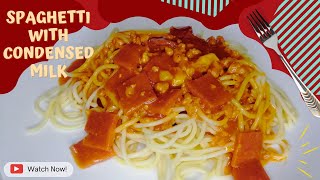 Kaing Pinoy!!! Spaghetti with Condensed Milk. Simple! Tipid! Easy Cooking!