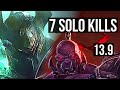 MORDEKAISER vs SION (TOP) | 13/1/7, 7 solo kills, Legendary | KR Master | 13.9