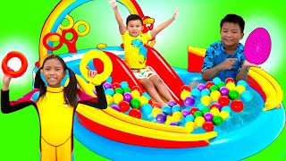 Wendy Pretend Play JUGANDO GIGANTE inflable arcoíris de piscina | Juguetes, pelotas para niños