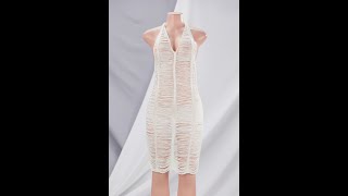 New solid color hollow crochet halter-neck sexy beach dress cover-ups (without lining) BA002493