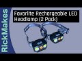 Favorlite Rechargeable LED Headlamp (2 Pack)