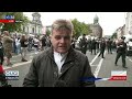 belfast anti immigration protesters fly tricolour and union jack together never seen in my life