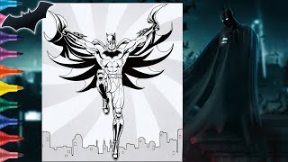 SUPERHERO BATMAN COLORING PAGE - Coloring Batman - Justice League Coloring Page - DC Batman Coloring