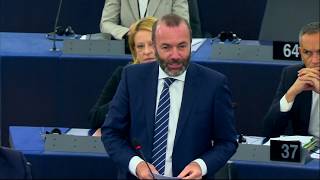 Manfred Weber EPP leader debates on the UK-EU Brexit Deal in Strasbourg