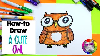 How To Draw a Cute Cartoon Owl for KIDS! Owl Back to School Step-By-Step Drawing Tutorial