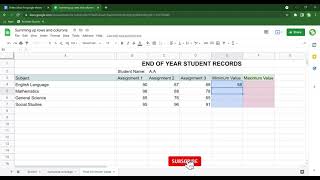 How to find minimum and maximum values in google sheets | Spreadsheet tips