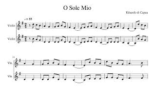 🌅 🕊 💞 O SOLE MIO 🎻🎻 𝓥𝓲𝓸𝓵𝓲𝓷 𝕯𝓾𝓮𝓽 𝑻𝓾𝓮𝓼𝓭𝓪𝔂  with a music sheet on screen 🎵. SING \u0026 PLAY 🎧. Follow the 🌞