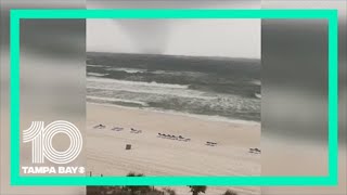 Waterspout seen coming ashore Panama City Beach coastline