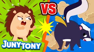 🦔Hedgehog vs. Skunk🦨 | Stinky Skunk Song | Animal Song | VS Songs for Kids | JunyTony