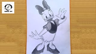 Easy Daisy Duck Drawing || Mickey Mouse Cartoon Drawing || Donald Duck Friend Daisy Duck Draw