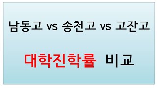 인천 / 남동고 vs 송천고 vs 고잔고 대학진학률과 3등급 대학