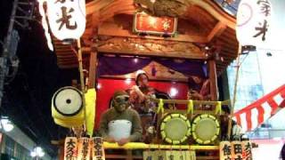 川越まつり2008　家光　狸たぬき山車引き　緑のたぬき　Kawagoe festival October, 2008 Japan　小江戸川越