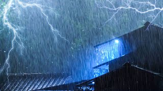 Sleep Instantly Within 3 Minutes with Heavy Rain ⛈️ On The Roof And Very Loud Thunder White Noise