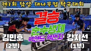 4k60p [결승] 순수생체 백핸드 핵펀치 대결!! 강지선(1) vs 김민호(2) | 제7회 담양 대나무컵 탁구대회 단체전