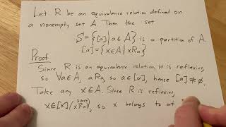 Important Math Proof: The Set of Equivalence Classes Partition a Set