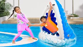 Swimming Pool Toys and Adventure with Eric Maddie and Ellie