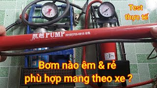 Bơm hơi đạp chân 1 xilanh giá rẻ của Trung Quốc nhỏ gọn thuận tiện mang theo xe ô tô xe máy