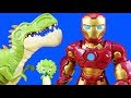 Iron Man Robot Helps Giganto Dinosaur Rescue The Dino Friends