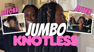 JUMBO KNOTLESS BRAIDS | How to, do my hair with me, parting, braiding, more.