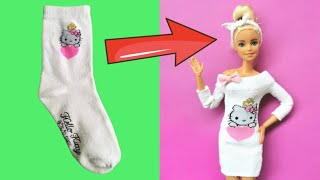 How to Make BARBIE Dress with Socks | DIY Barbie Clothes Hacks