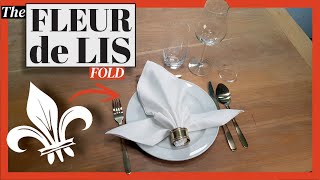 Easy napkin fold Fleur de Lis fold Lily napkin fold. Fold 1 of   3