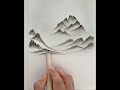 how to draw simple landscape by charcoal pencil.