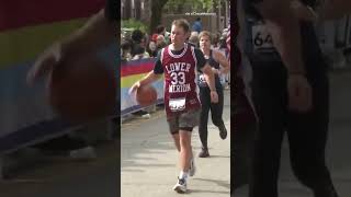 He ran the whole race dribbling a basketball (and the euro!) #shorts