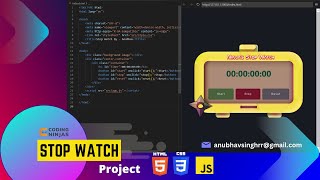Stop watch using HTML CSS and Vanilla JavaScript| Coding Ninjas| Skill Test