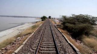 Train Running on Sambhar Lake Track Captured from Last Coach