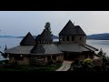 4k luxury real estate video. castle on lake pend oreille sandpoint idaho.