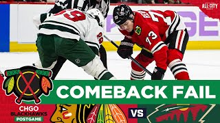 Chicago Blackhawks comeback bid falls short vs Minnesota Wild | CHGO Blackhawks POSTGAME Podcast