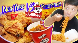 Eating ENTIRE JOLLIBEE MENU! JOLLIBEE New York VS. Philippines FOOD REVIEW