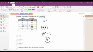 Function Notation with tables feedback