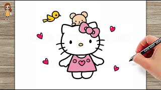 How to draw Hello Kitty easy step by step