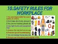 Safety Rules For The Workplace|company me kam karne ke safety ke niyam|Safety slogan|