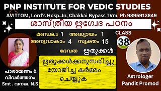 ശാസ്ത്രീയ ഋഗ്വേദപഠനം- ക്ലാസ്.38. മണ്ഡലം1, സൂക്തം 15...ഋതുക്കൾക്കനുസരിച്ചു യോജിച്ച കർമ്മം ചെയ്യുക