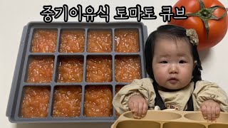 중기이유식 | 토마토큐브 | 토핑이유식 | 아기먹방