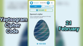 Yaytsogram Cipher 21 February | 21 February yaytsogram cipher code today | yaytsogram airdrop